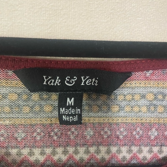 Yak & Yeti women's M nordic print crochet trim pocket tunic mini dress EUC - Picture 3 of 8